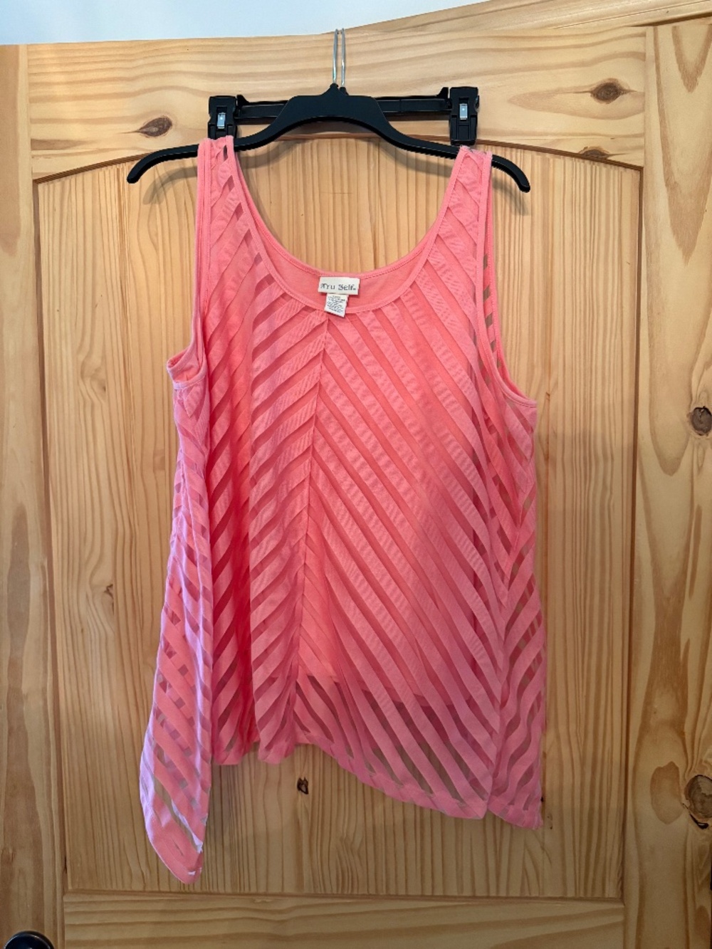 True Self asymmetrical lined stripped tank top